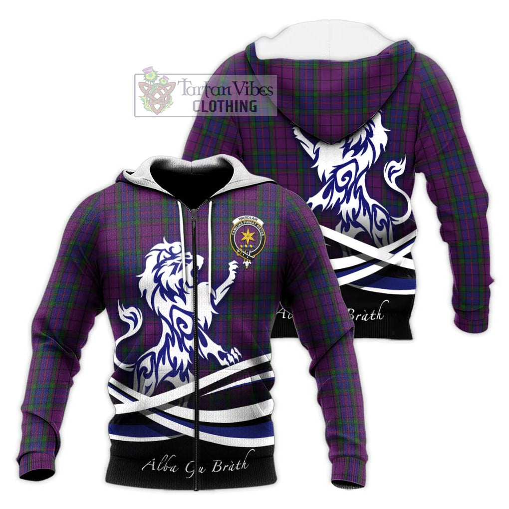 Wardlaw Tartan Knitted Hoodie with Alba Gu Brath Regal Lion Emblem Unisex Knitted Zip Hoodie - Tartanvibesclothing Shop