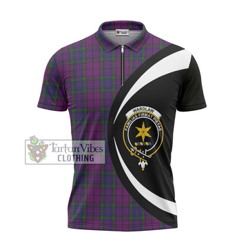 Wardlaw Tartan Zipper Polo Shirt with Family Crest Circle Style