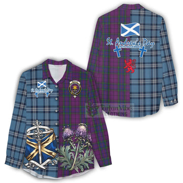 Wardlaw Tartan Women's Casual Shirt Happy St. Andrew's Day Half Tartan Style