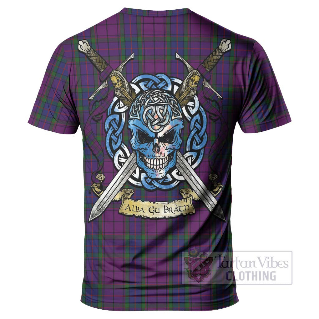 Tartan Vibes Clothing Wardlaw Tartan T-Shirt with Family Crest Celtic Skull Style