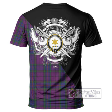 Wardlaw Tartan T-Shirt with Family Crest and Military Logo Style