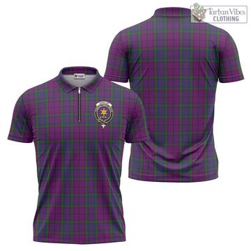 Wardlaw Tartan Zipper Polo Shirt with Family Crest