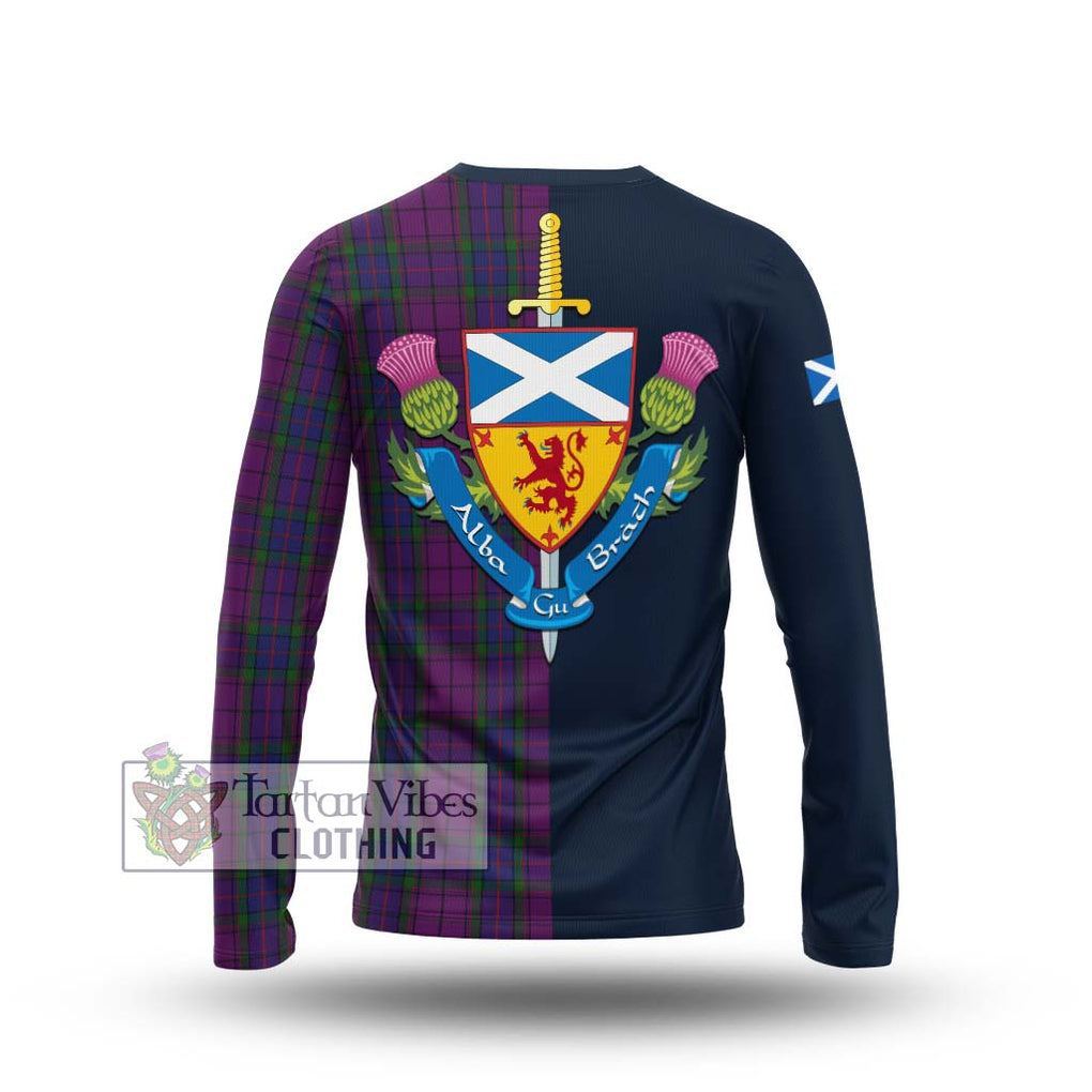 Tartan Vibes Clothing Wardlaw Tartan Long Sleeve T-Shirt with Scottish Lion Royal Arm Half Style