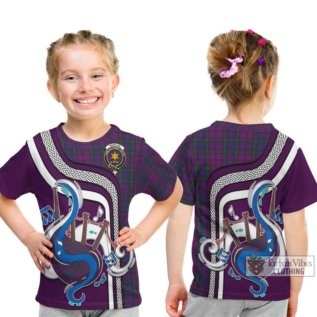 Tartan Vibes Clothing Wardlaw Tartan Kid T-Shirt with Epic Bagpipe Style