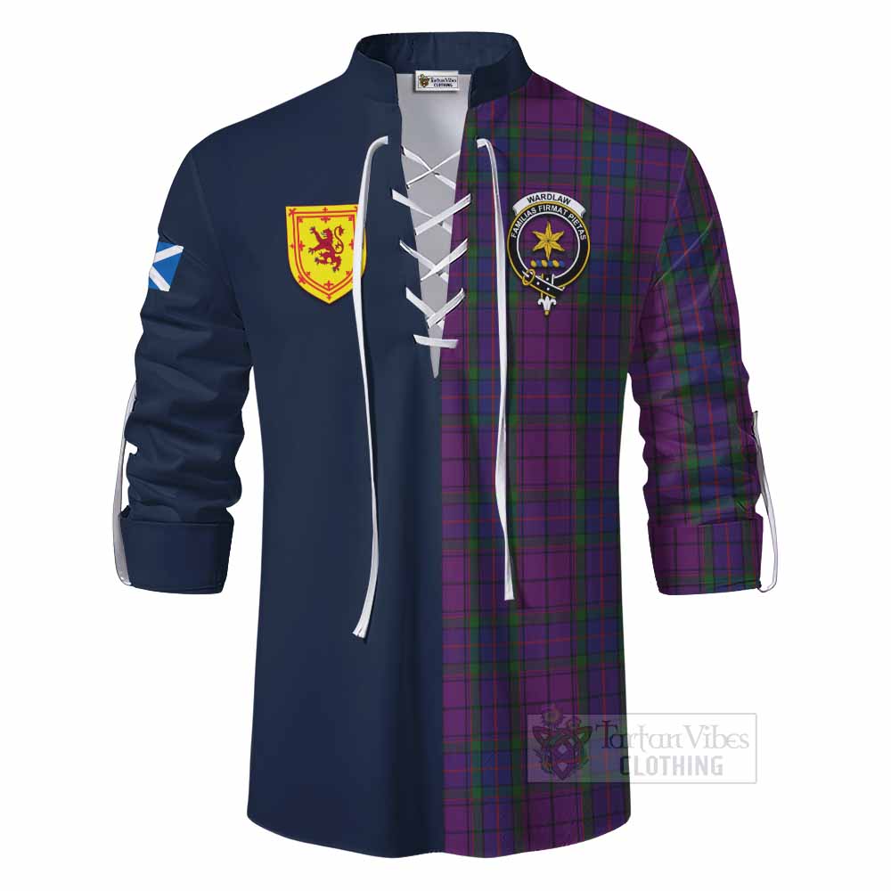 Wardlaw Tartan Ghillie Kilt Shirt Alba with Scottish Lion Royal Arm Half Style