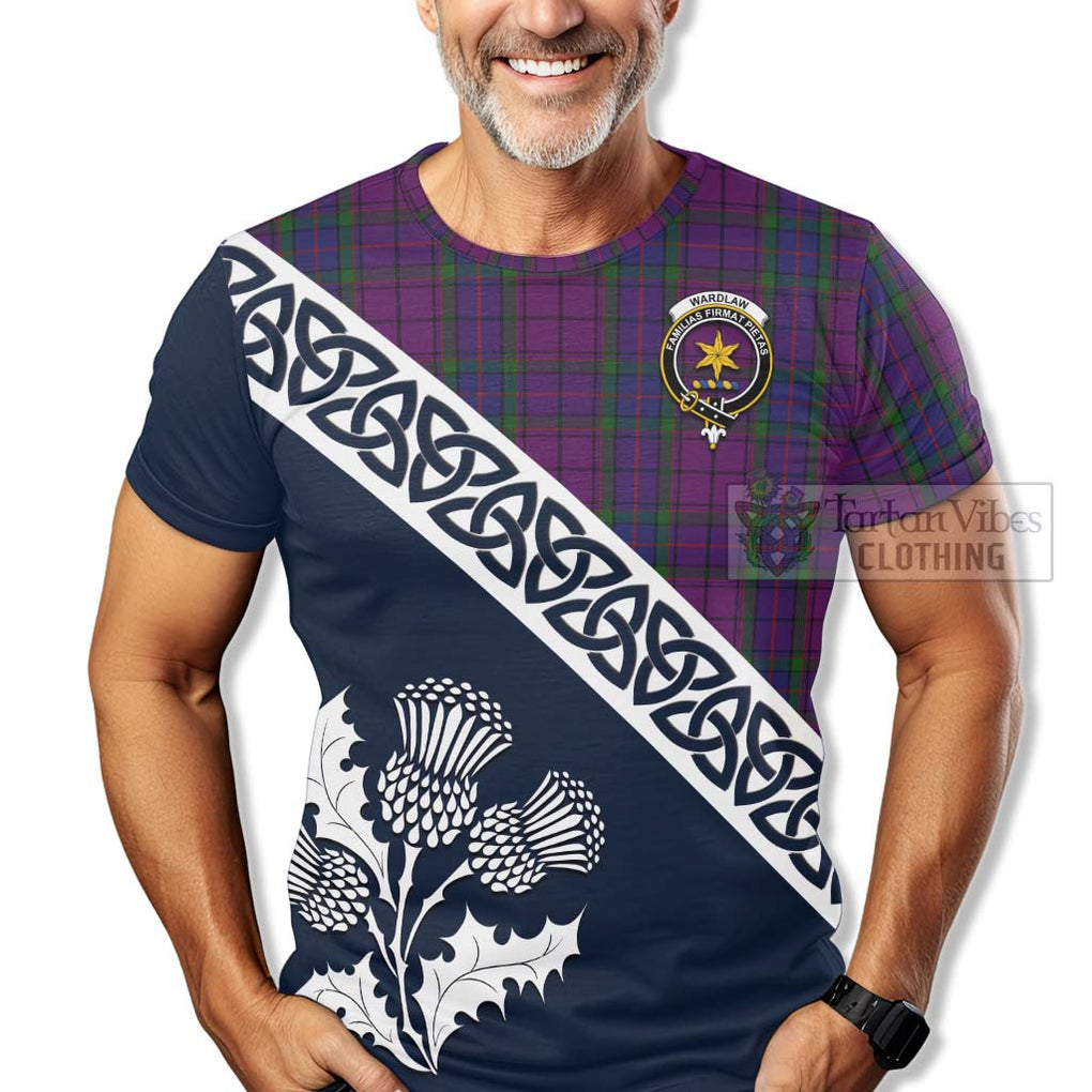 Wardlaw Tartan T-Shirt Featuring Thistle and Scotland Map