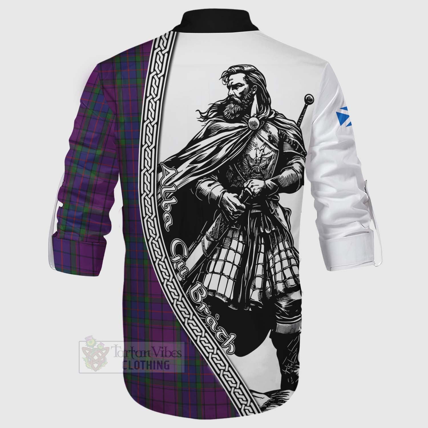 Tartan Vibes Clothing Wardlaw Tartan Clan Crest Ghillie Kilt Shirt with Highlander Warrior Celtic Style