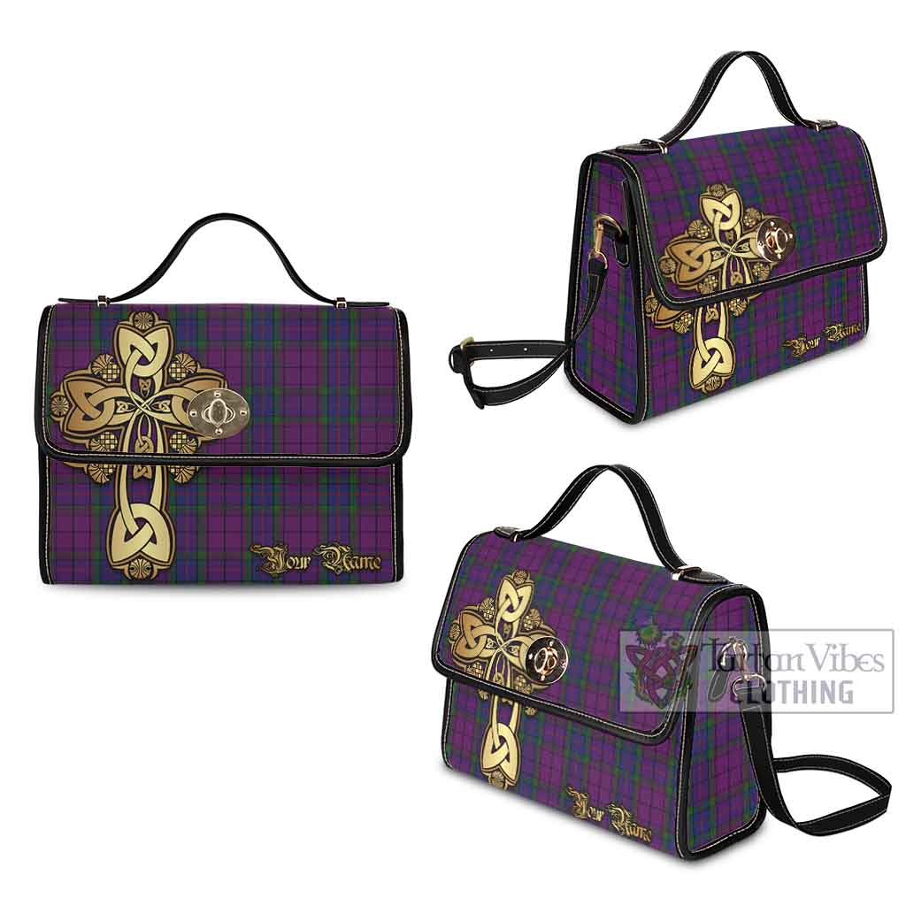 Tartan Vibes Clothing Wardlaw Tartan Waterproof Canvas Bag Golden Thistle Celtic Cross Style