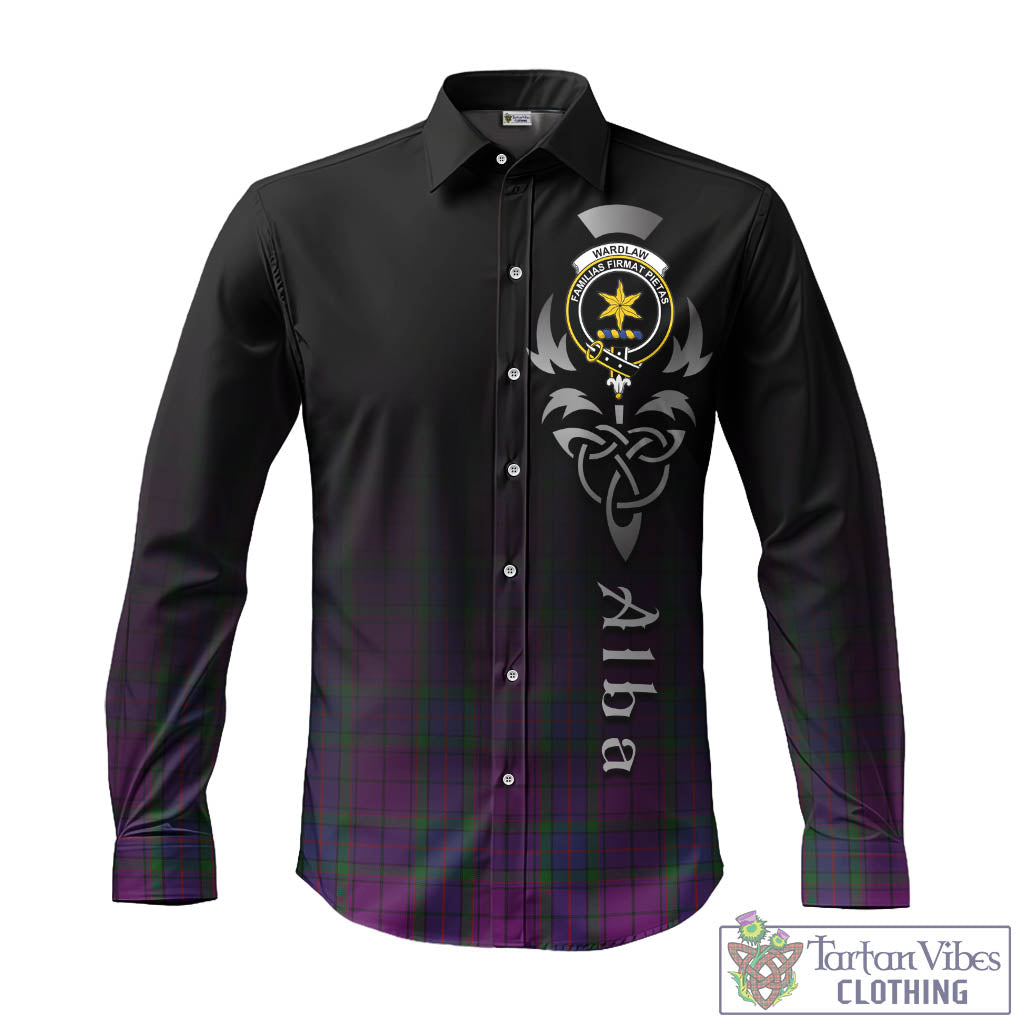 Tartan Vibes Clothing Wardlaw Tartan Long Sleeve Button Up Featuring Alba Gu Brath Family Crest Celtic Inspired
