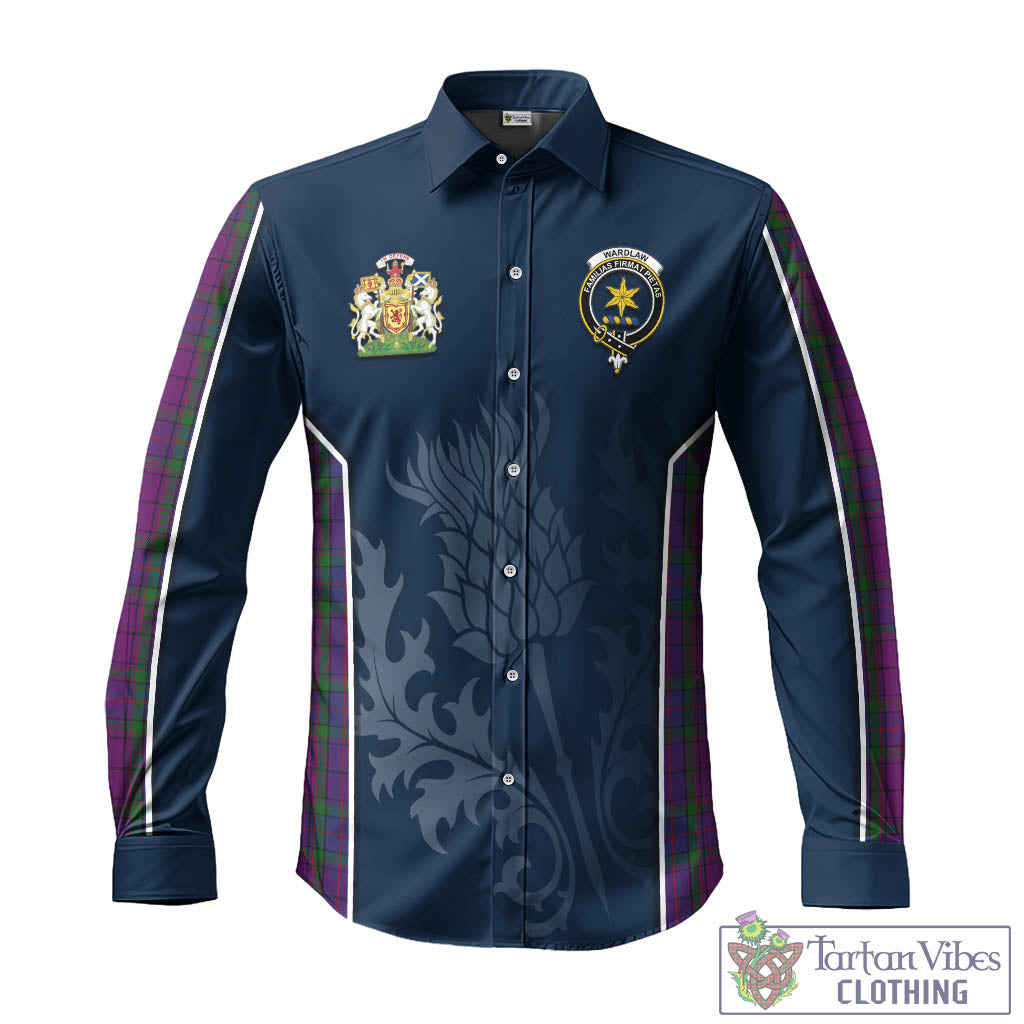 Tartan Vibes Clothing Wardlaw Tartan Long Sleeve Button Up Shirt with Family Crest and Scottish Thistle Vibes Sport Style