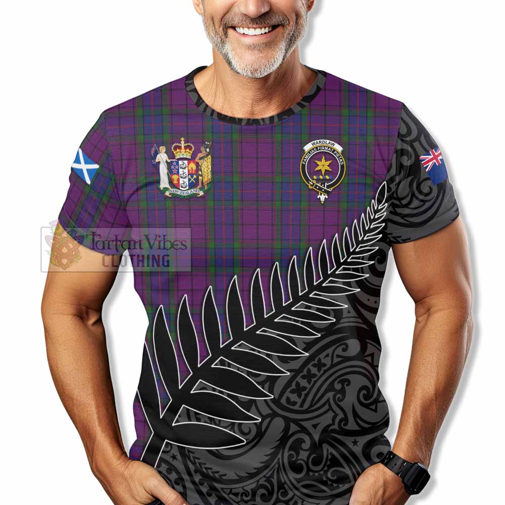 Tartan Vibes Clothing Wardlaw Crest Tartan T-Shirt with New Zealand Silver Fern Half Style