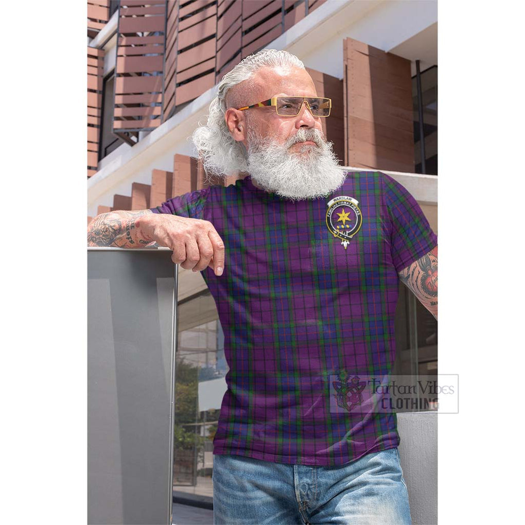 Tartan Vibes Clothing Wardlaw Tartan Cotton T-shirt with Family Crest and Bearded Skull Holding Bottles of Whiskey