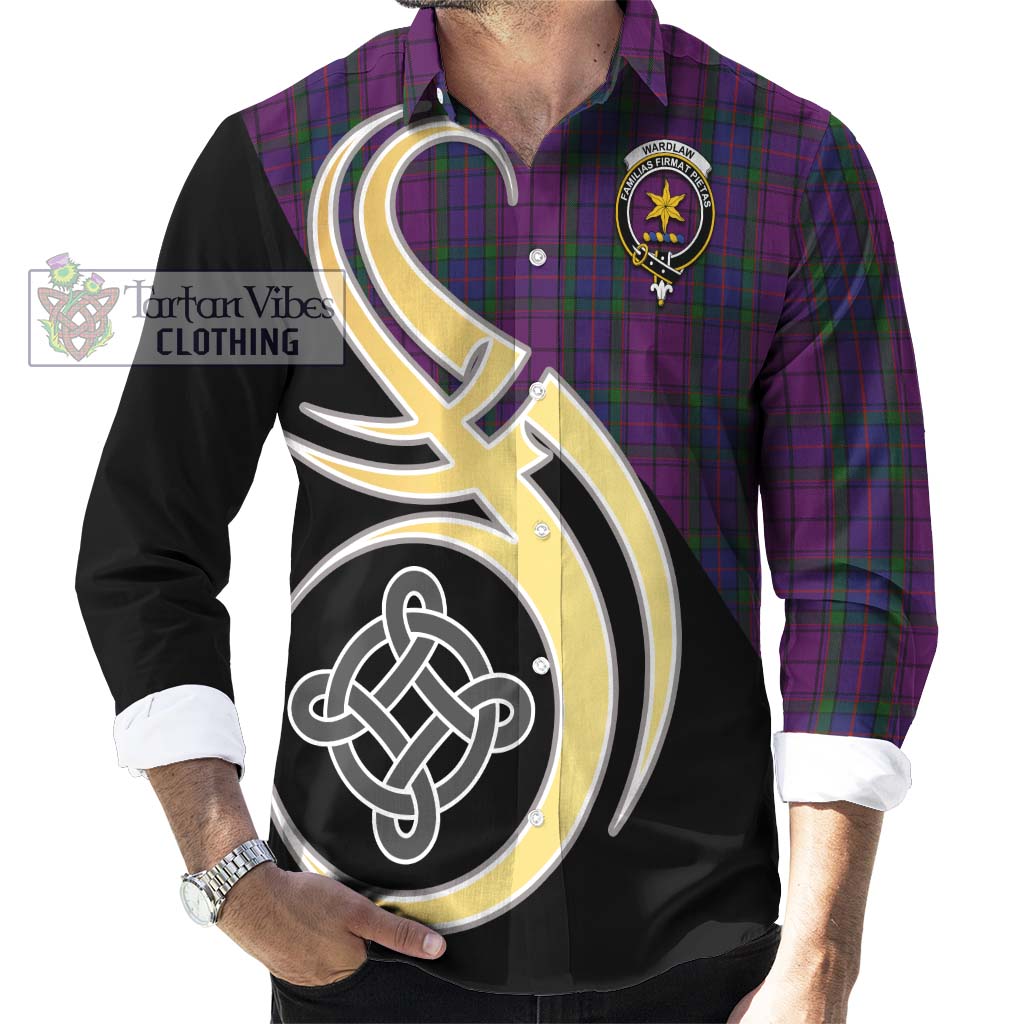 Wardlaw Tartan Long Sleeve Button Shirt with Family Crest and Celtic Symbol Style - Tartan Vibes Clothing