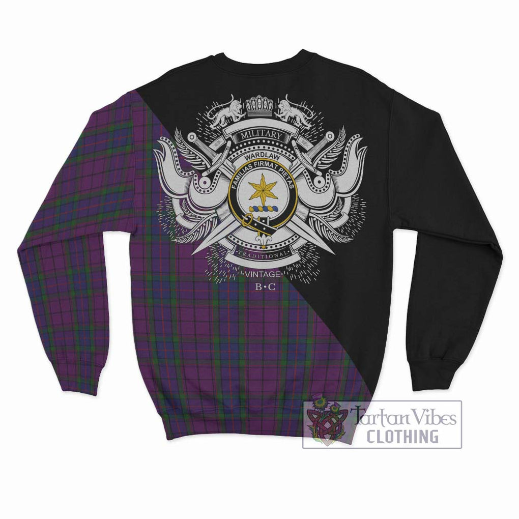 Wardlaw Tartan Sweatshirt with Family Crest and Military Logo Style - Tartanvibesclothing Shop