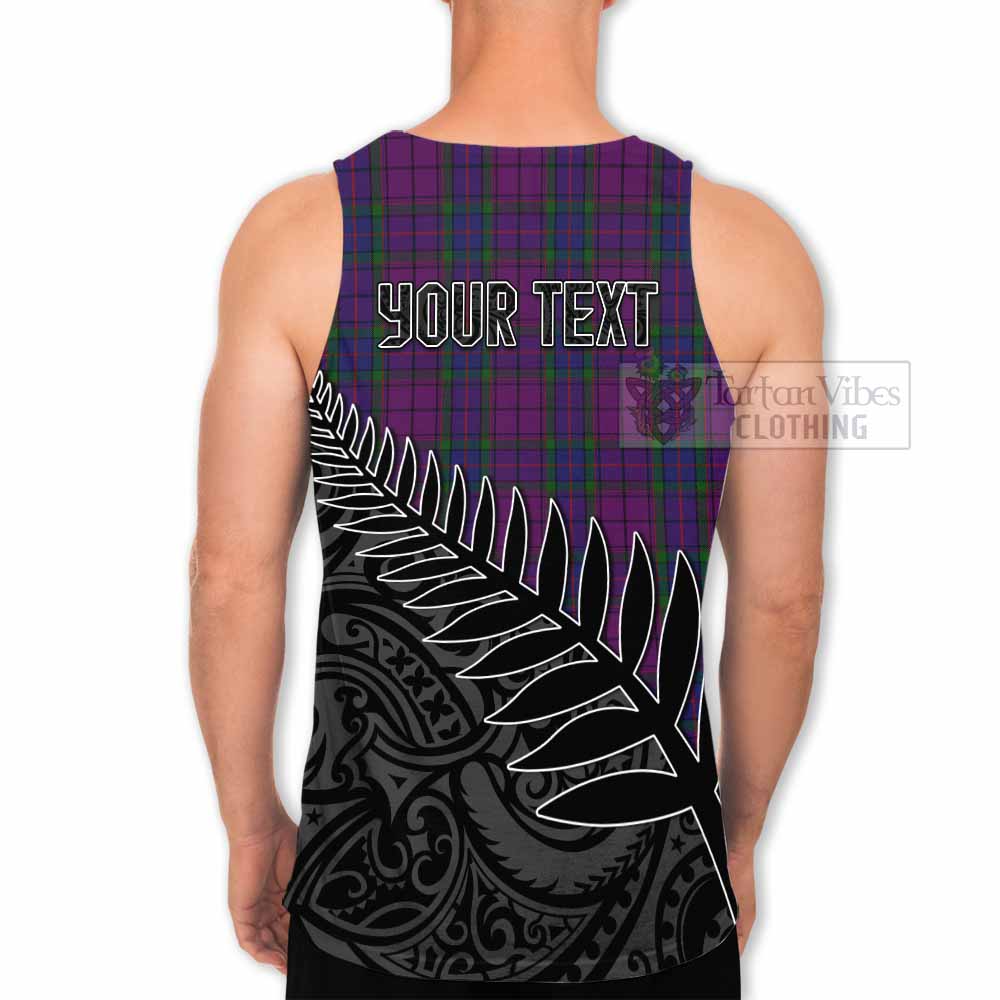 Tartan Vibes Clothing Wardlaw Crest Tartan Men's Tank Top with New Zealand Silver Fern Half Style