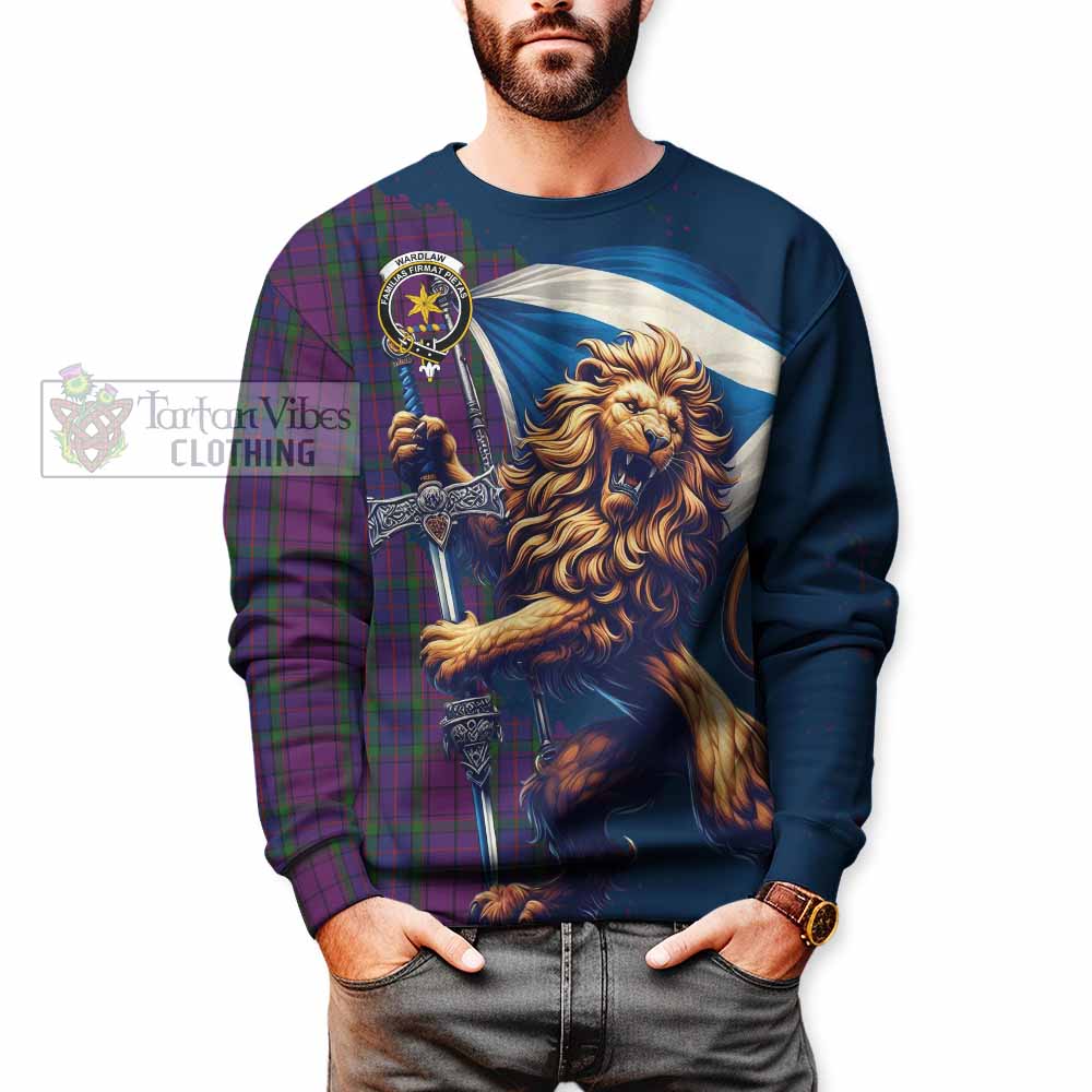 Tartan Vibes Clothing Wardlaw Tartan Family Crest Sweatshirt with Scottish Majestic Lion