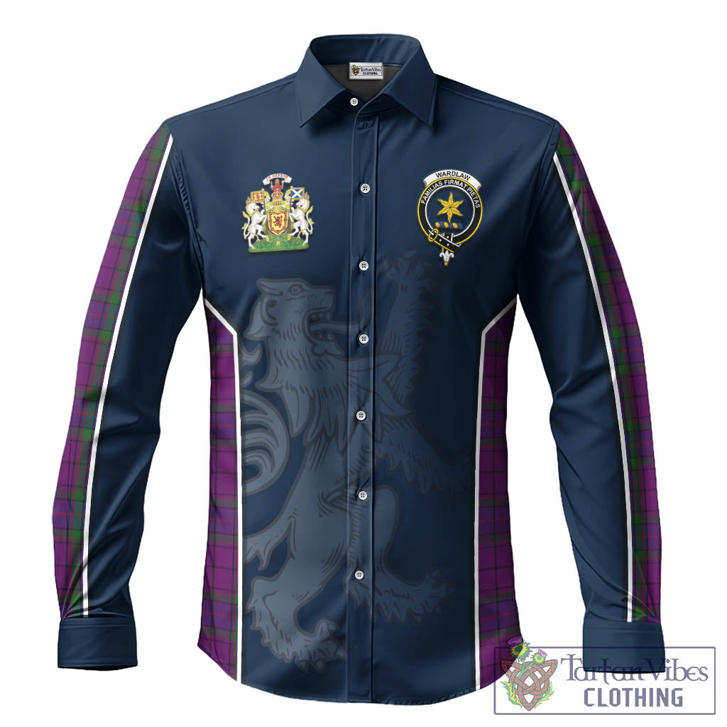 Wardlaw Tartan Long Sleeve Button Up Shirt with Family Crest and Lion Rampant Vibes Sport Style