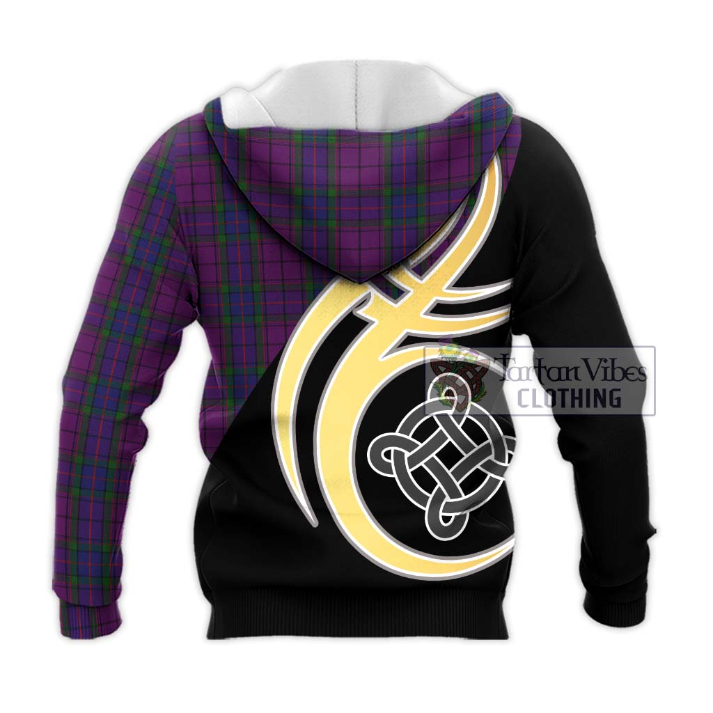 Tartan Vibes Clothing Wardlaw Tartan Knitted Hoodie with Family Crest and Celtic Symbol Style