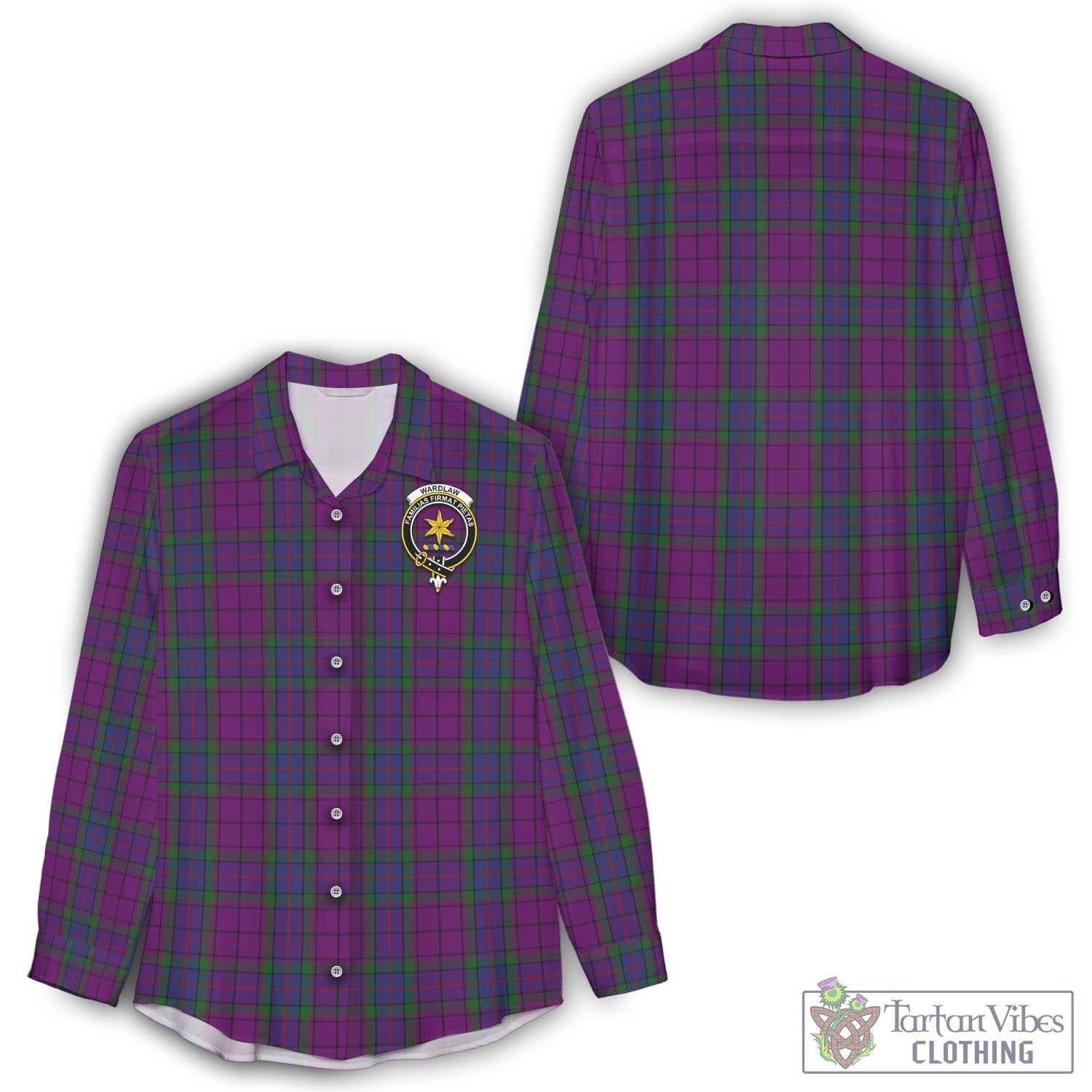 Tartan Vibes Clothing Wardlaw Tartan Womens Casual Shirt with Family Crest