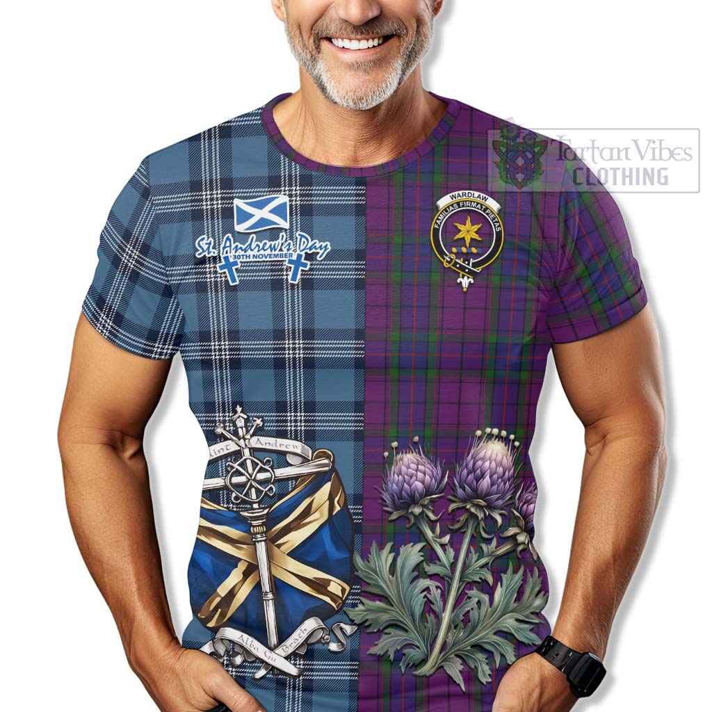 Tartan Vibes Clothing Wardlaw Tartan T-Shirt Happy St. Andrew's Day Half Tartan Style