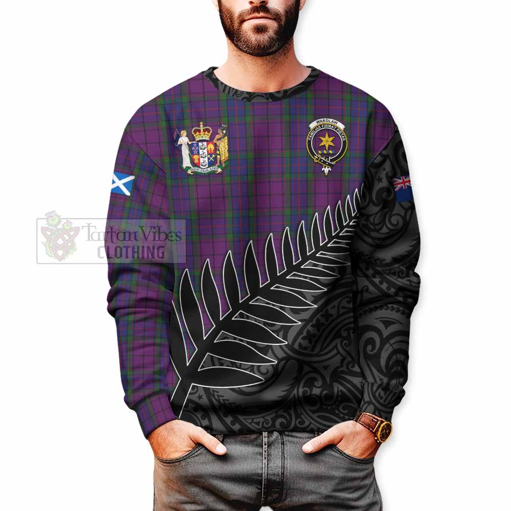 Tartan Vibes Clothing Wardlaw Crest Tartan Sweatshirt with New Zealand Silver Fern Half Style