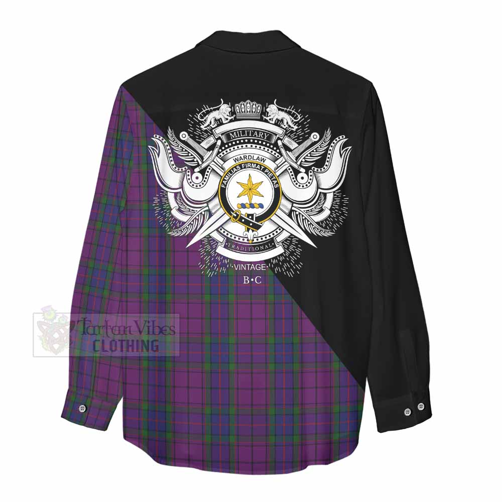 Tartan Vibes Clothing Wardlaw Tartan Women's Casual Shirt with Family Crest and Military Logo Style