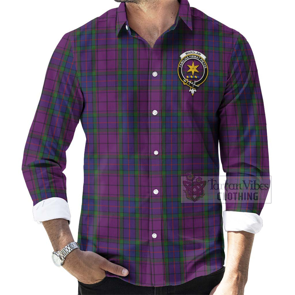 Tartan Vibes Clothing Wardlaw Tartan Long Sleeve Button Shirt with Family Crest and Bearded Skull Holding Bottles of Whiskey