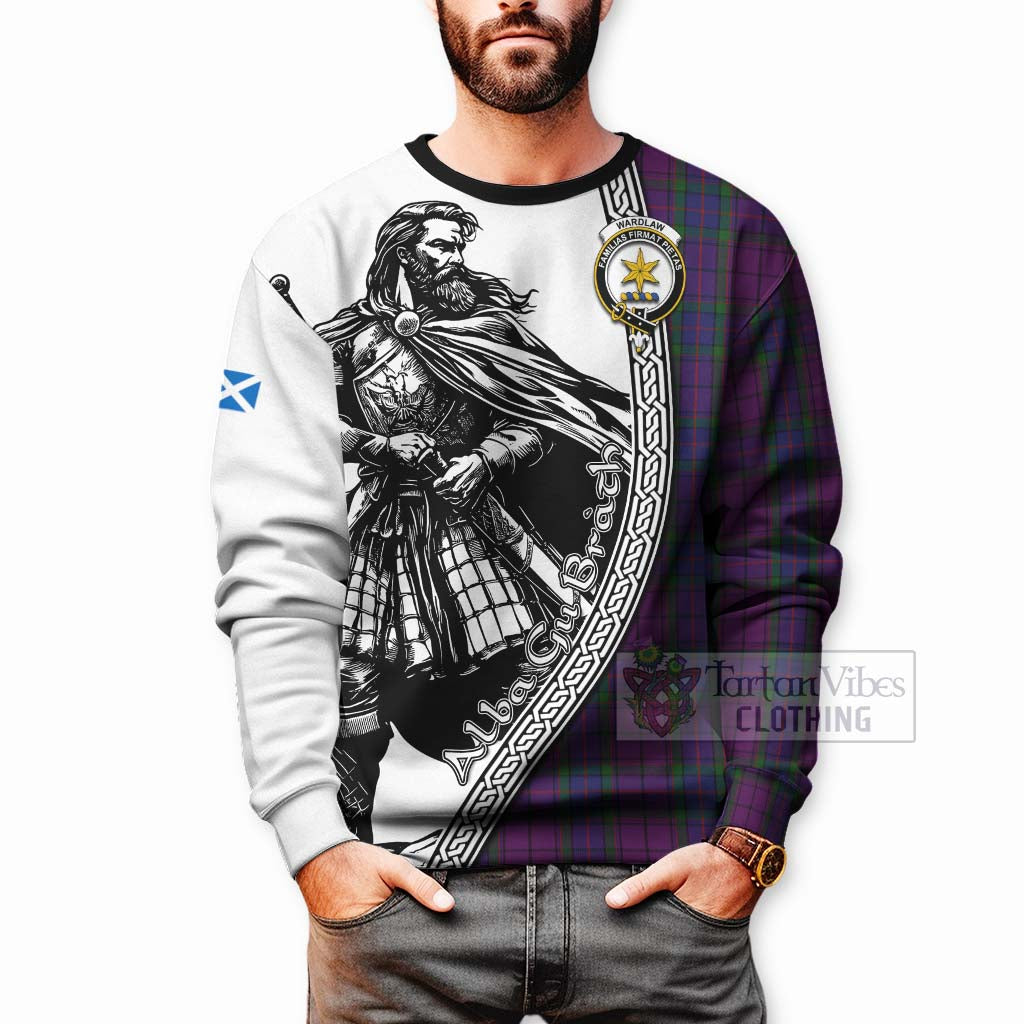 Tartan Vibes Clothing Wardlaw Tartan Clan Crest Sweatshirt with Highlander Warrior Celtic Style