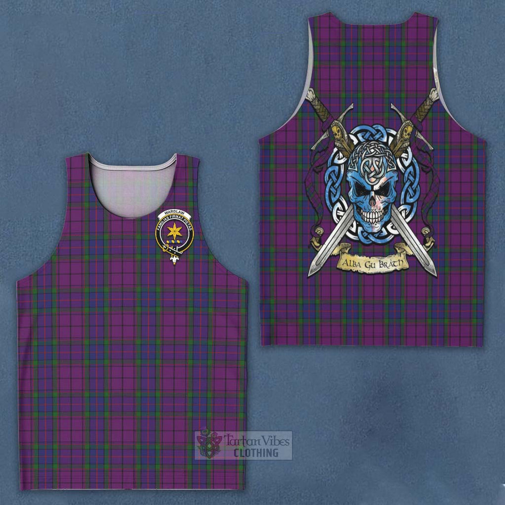 Tartan Vibes Clothing Wardlaw Tartan Men's Tank Top with Family Crest Celtic Skull Style