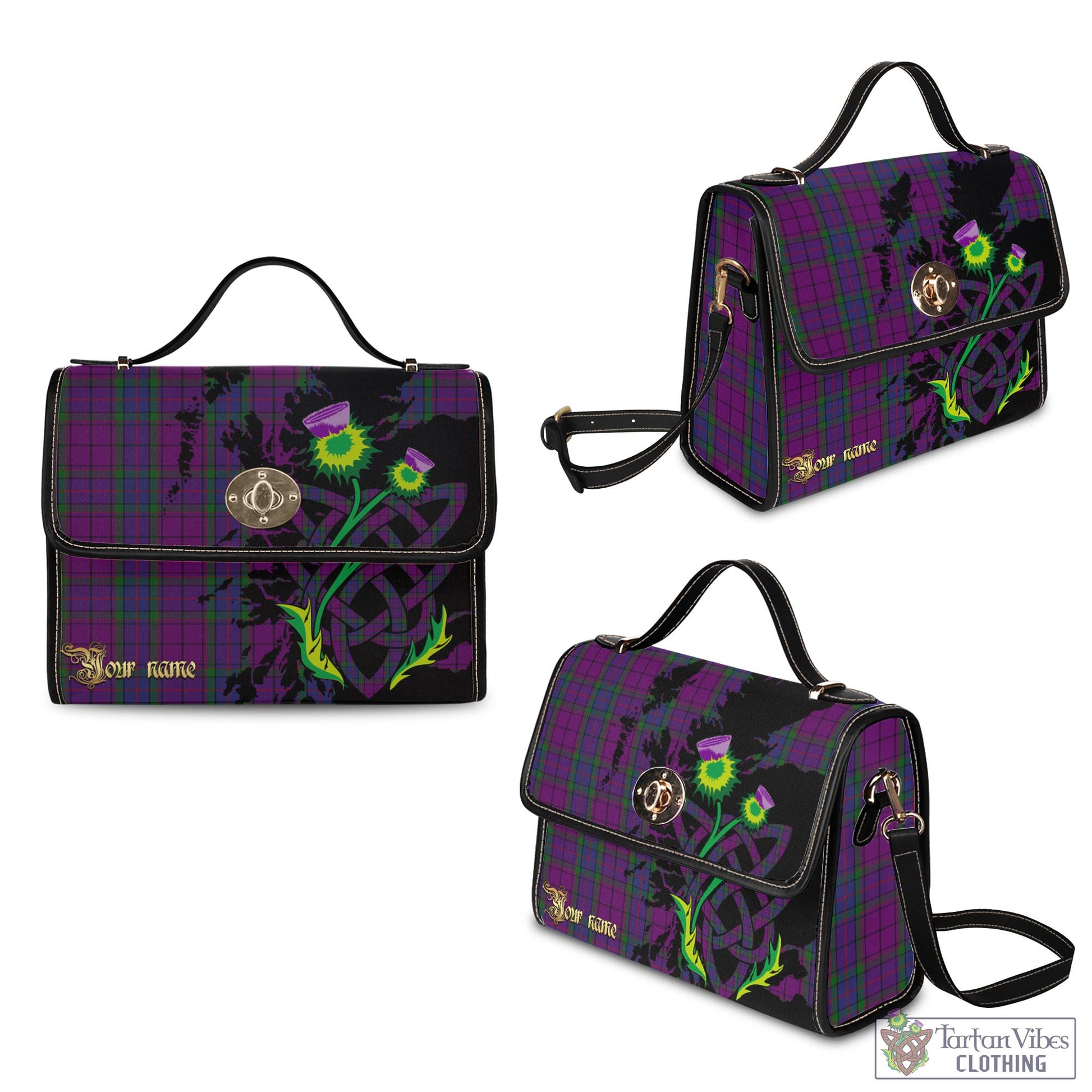 Tartan Vibes Clothing Wardlaw Tartan Waterproof Canvas Bag with Scotland Map and Thistle Celtic Accents