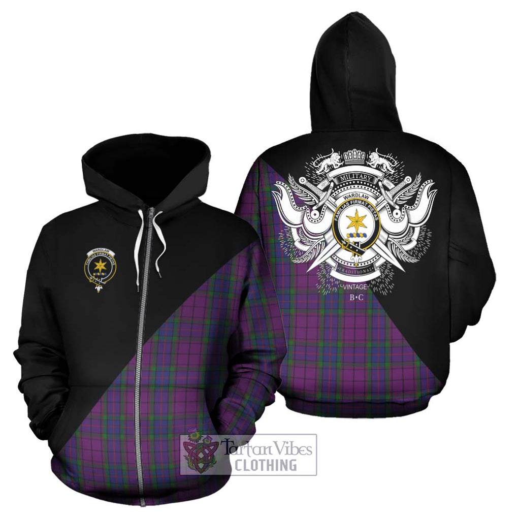 Wardlaw Tartan Hoodie with Family Crest and Military Logo Style - Tartanvibesclothing Shop