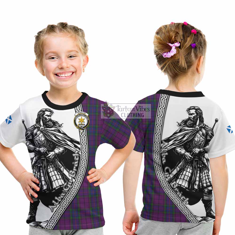 Wardlaw Tartan Clan Crest Kid T-Shirt with Highlander Warrior Celtic Style - Tartan Vibes Clothing
