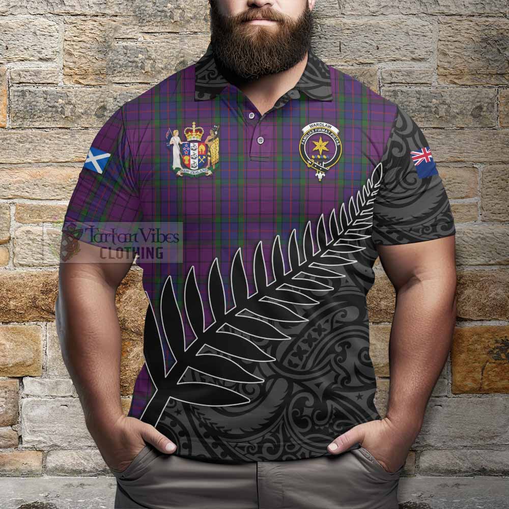 Tartan Vibes Clothing Wardlaw Crest Tartan Polo Shirt with New Zealand Silver Fern Half Style