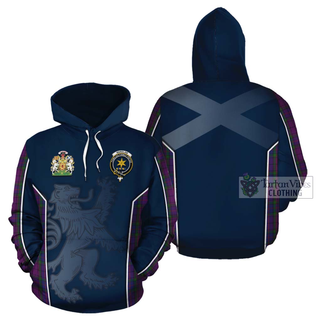 Tartan Vibes Clothing Wardlaw Tartan Cotton Hoodie with Family Crest and Lion Rampant Vibes Sport Style