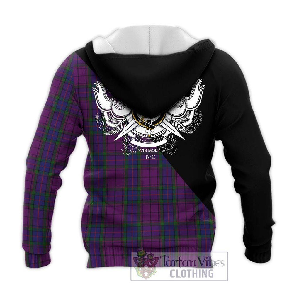 Wardlaw Tartan Knitted Hoodie with Family Crest and Military Logo Style - Tartanvibesclothing Shop