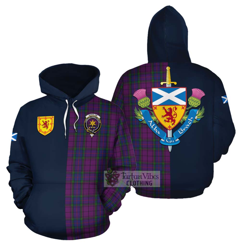 Tartan Vibes Clothing Wardlaw Tartan Cotton Hoodie Alba with Scottish Lion Royal Arm Half Style