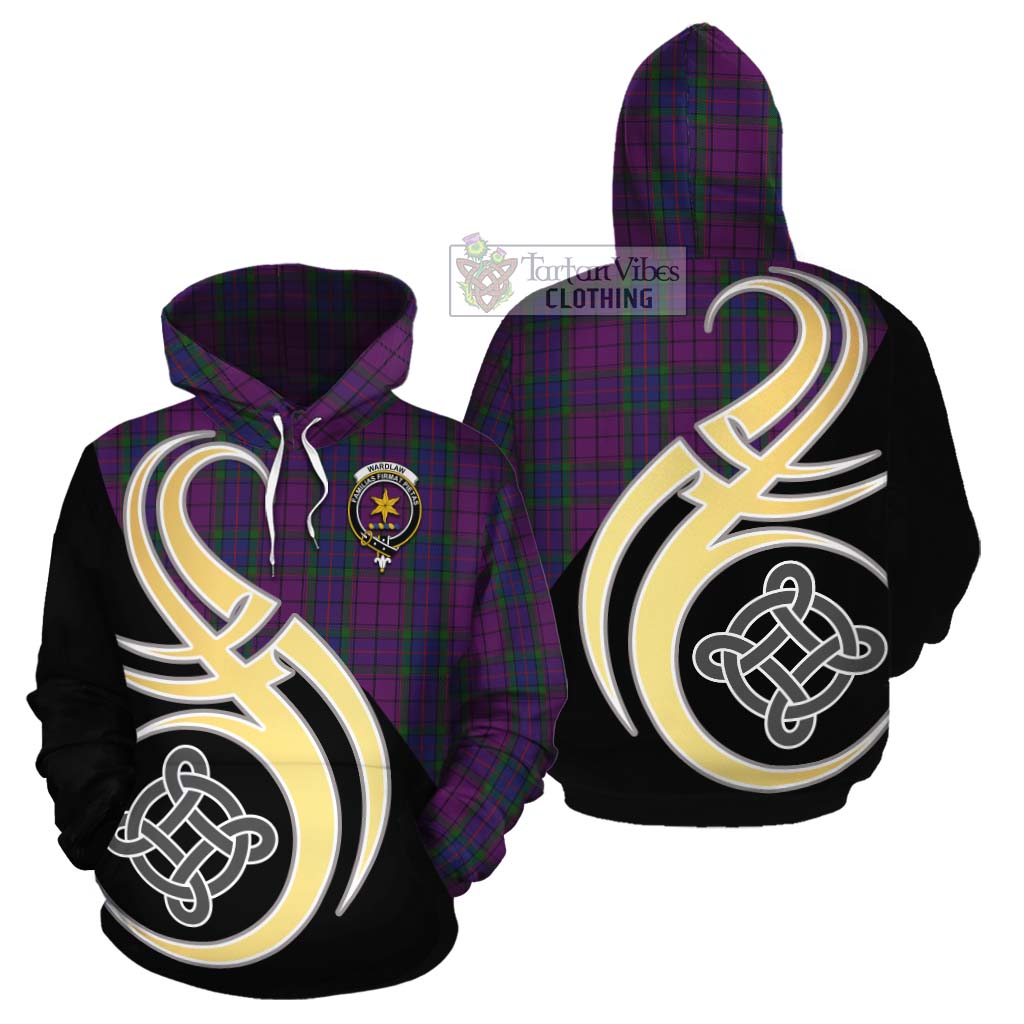 Tartan Vibes Clothing Wardlaw Tartan Cotton Hoodie with Family Crest and Celtic Symbol Style