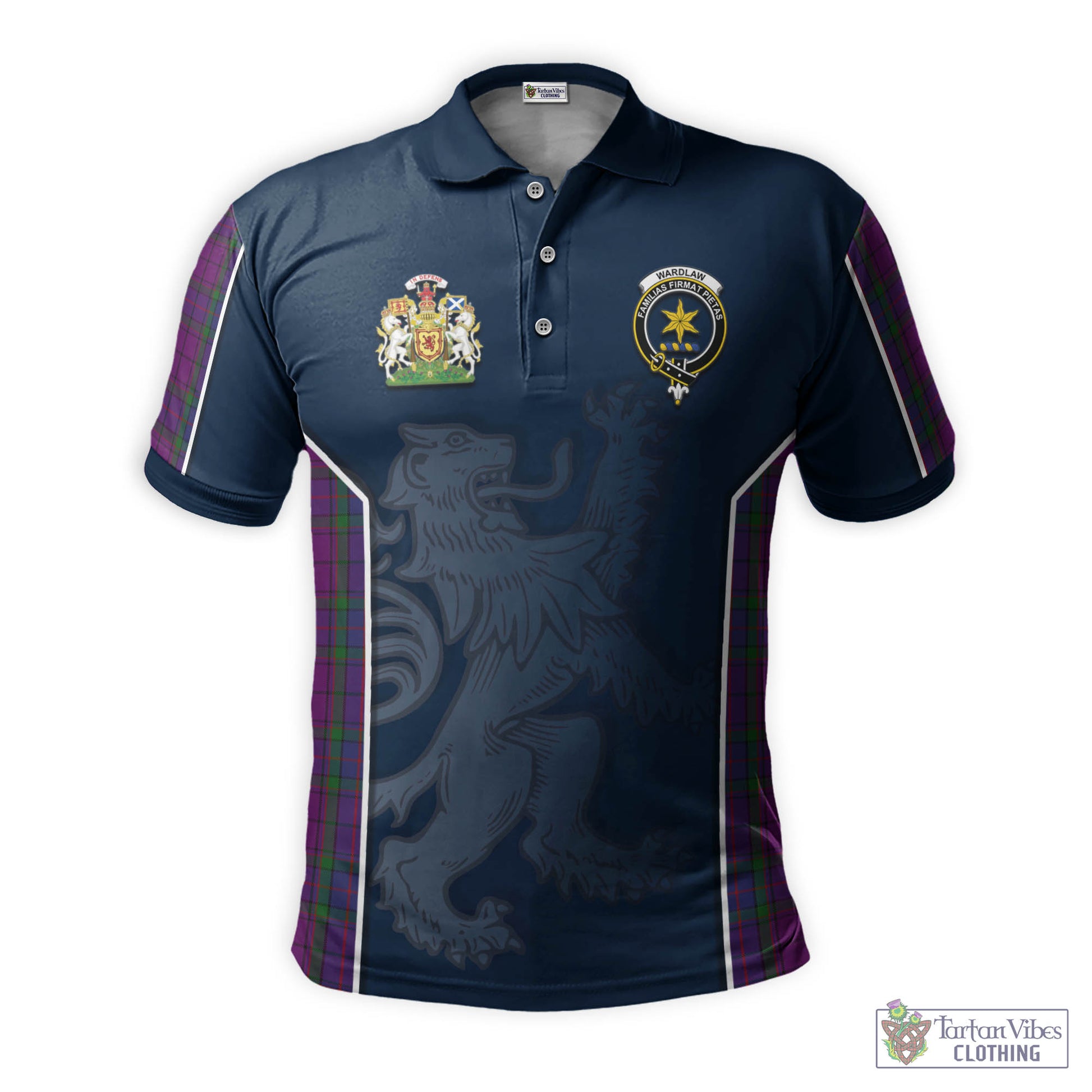 Tartan Vibes Clothing Wardlaw Tartan Men's Polo Shirt with Family Crest and Lion Rampant Vibes Sport Style