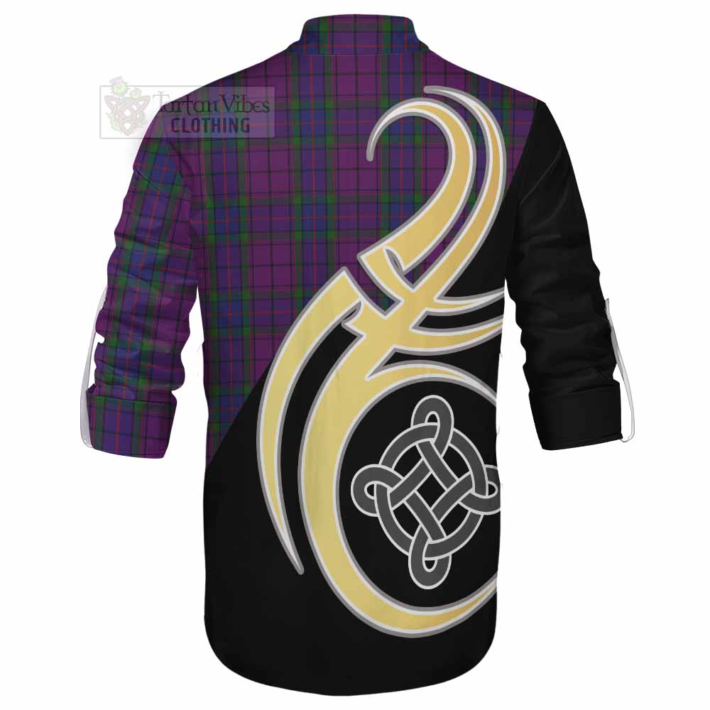 Tartan Vibes Clothing Wardlaw Tartan Ghillie Kilt Shirt with Family Crest and Celtic Symbol Style