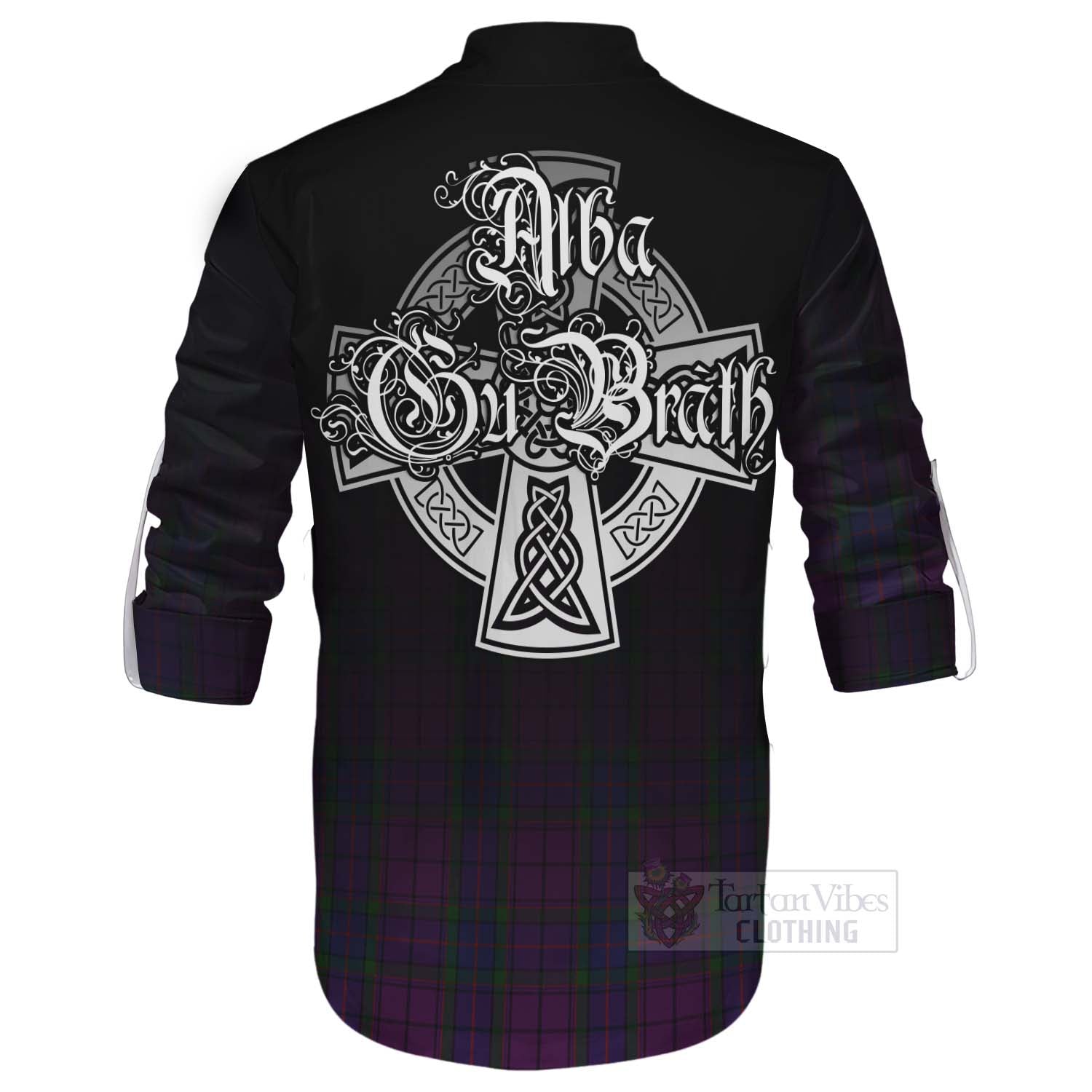 Tartan Vibes Clothing Wardlaw Tartan Ghillie Kilt Shirt Featuring Alba Gu Brath Family Crest Celtic Inspired