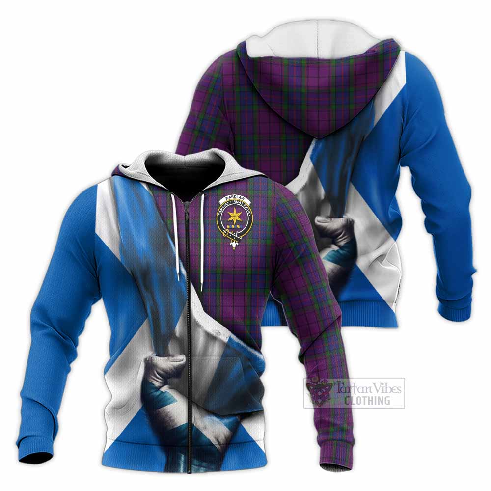 Tartan Vibes Clothing Wardlaw Tartan Knitted Hoodie with Family Crest Scotland Patriotic Style