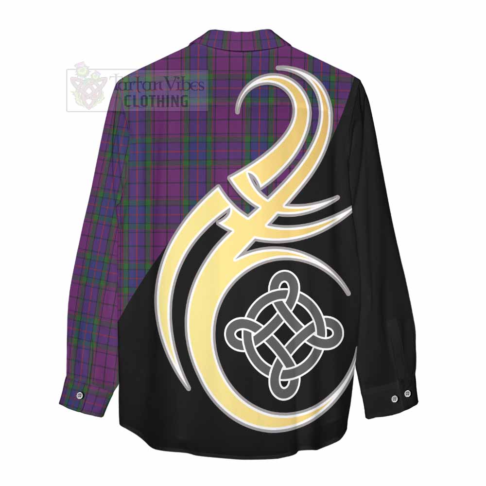 Tartan Vibes Clothing Wardlaw Tartan Women's Casual Shirt with Family Crest and Celtic Symbol Style