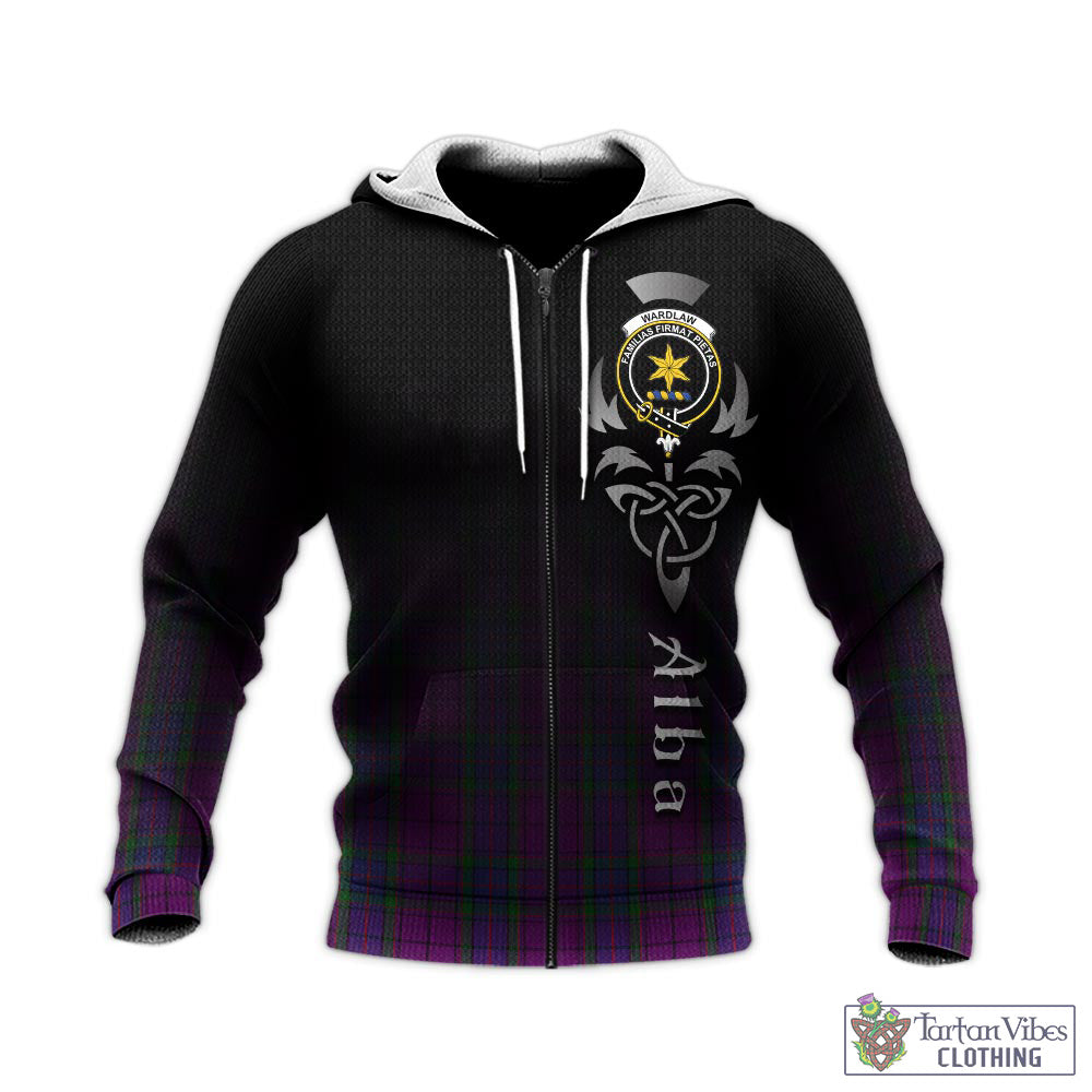 Tartan Vibes Clothing Wardlaw Tartan Knitted Hoodie Featuring Alba Gu Brath Family Crest Celtic Inspired