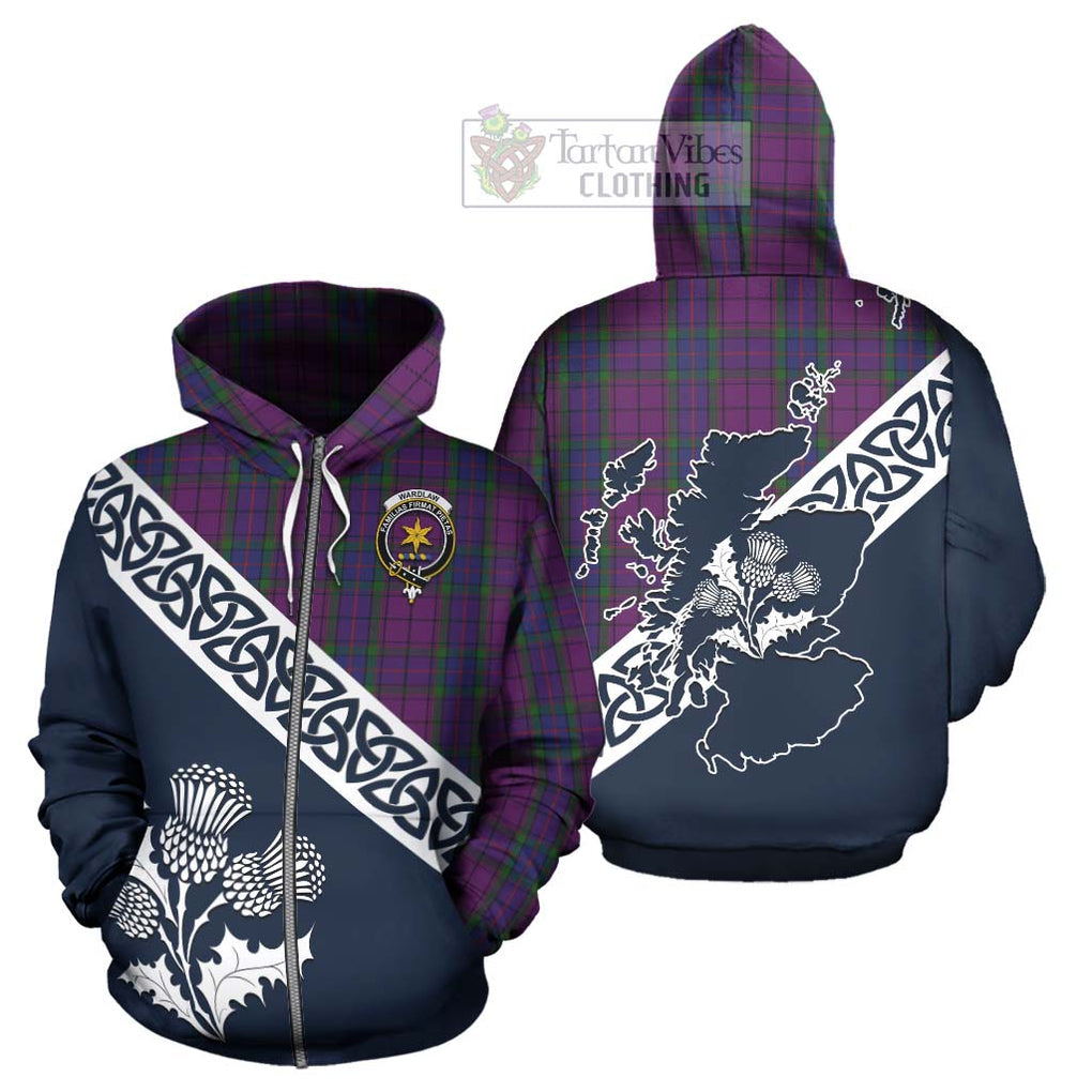 Tartan Vibes Clothing Wardlaw Tartan Hoodie Featuring Thistle and Scotland Map