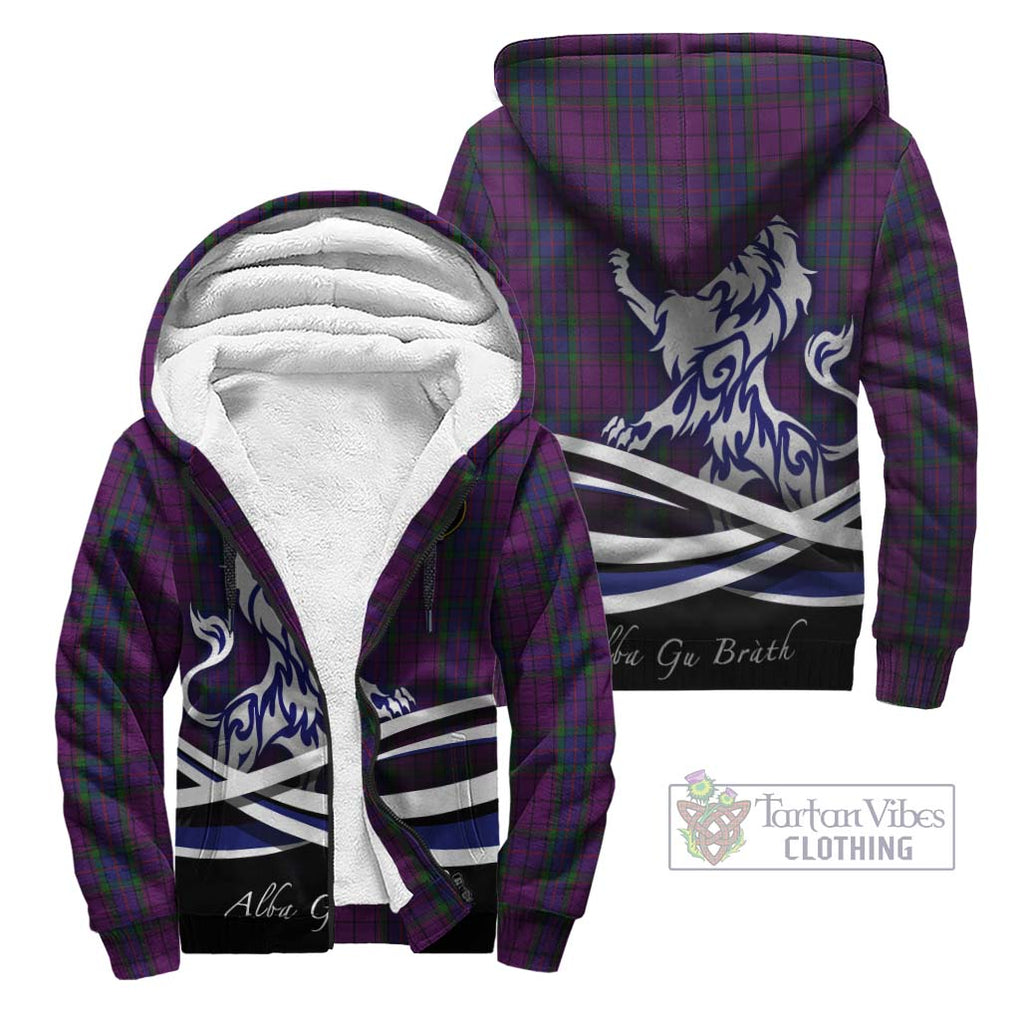 Wardlaw Tartan Sherpa Hoodie with Alba Gu Brath Regal Lion Emblem Unisex - Tartanvibesclothing Shop