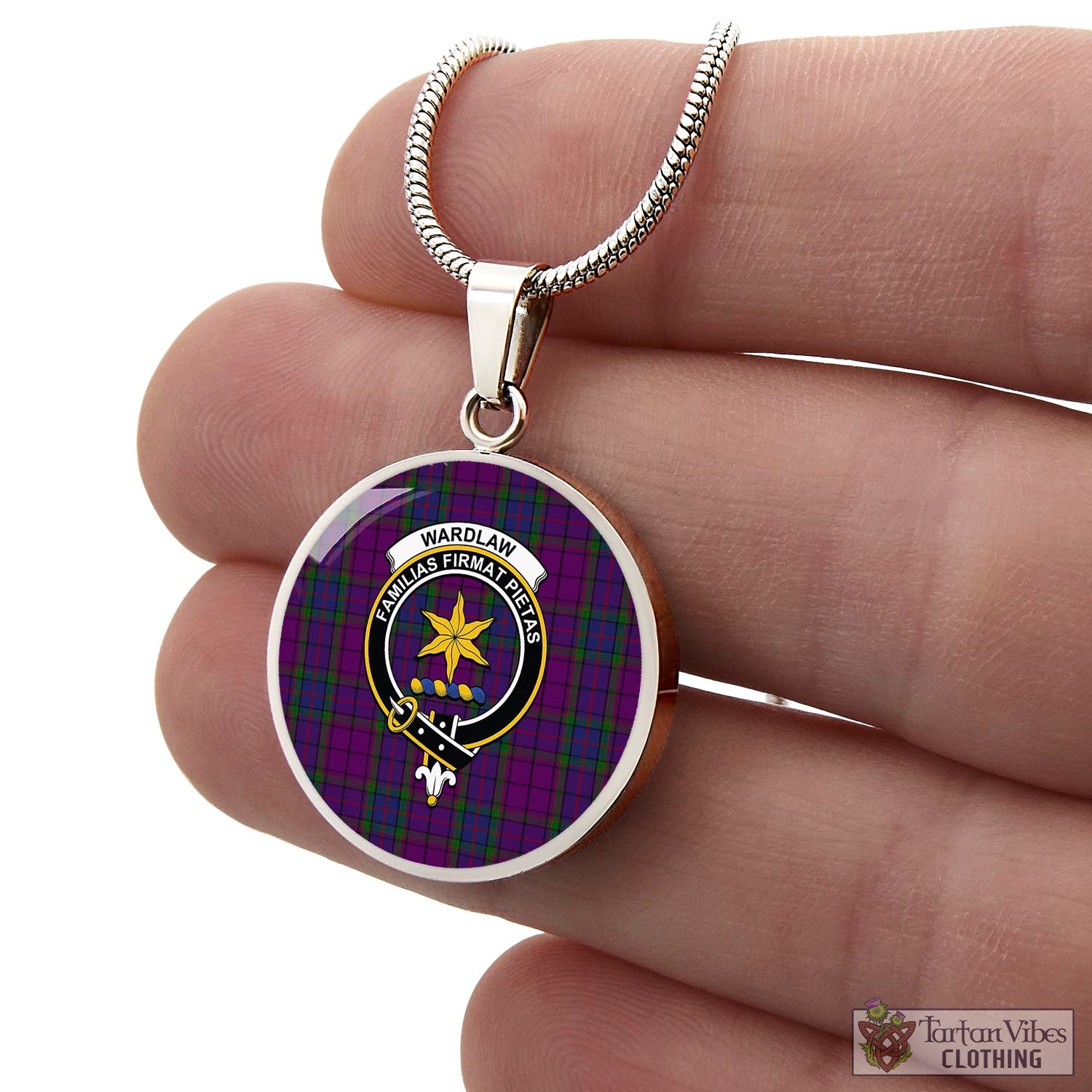 Tartan Vibes Clothing Wardlaw Tartan Circle Necklace with Family Crest