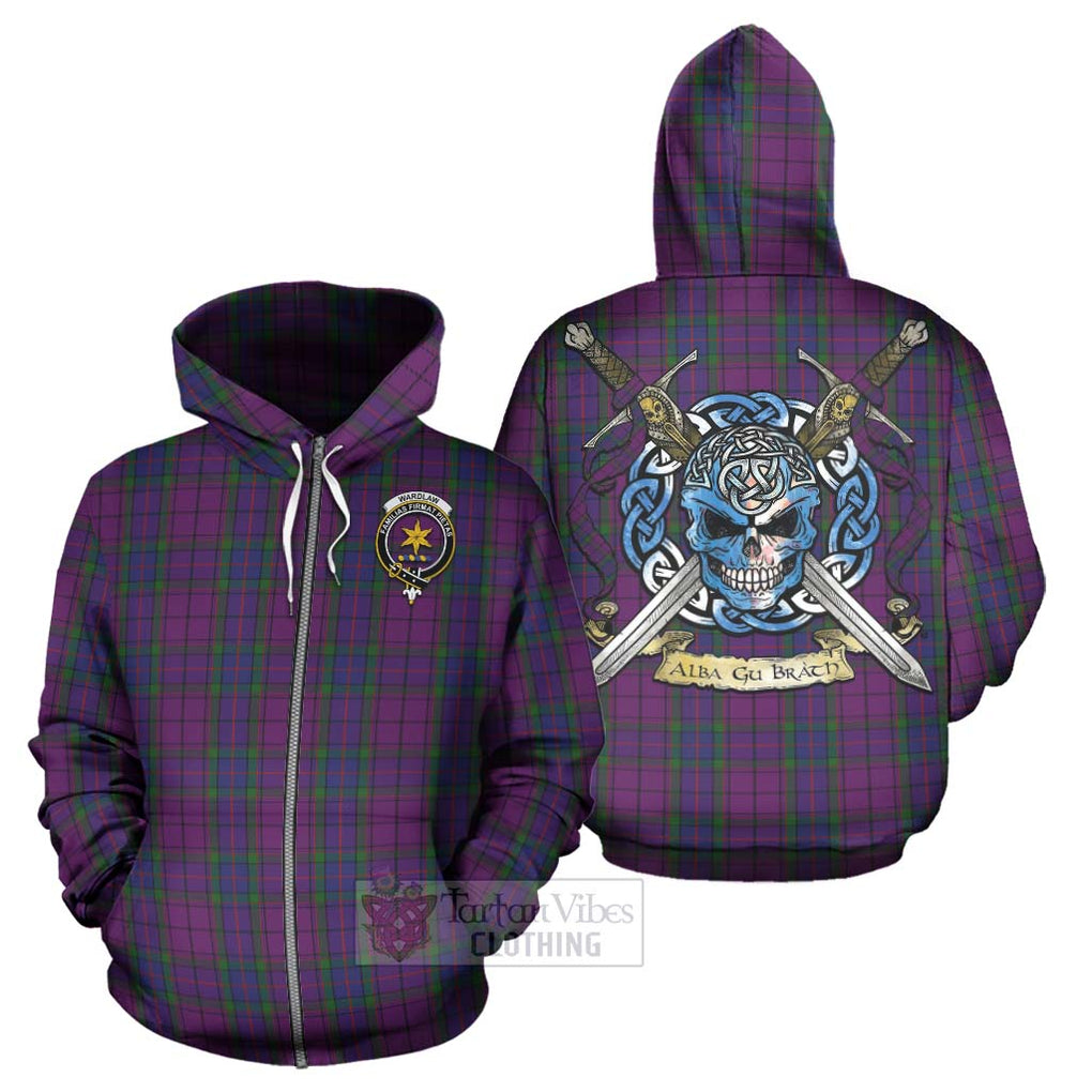 Tartan Vibes Clothing Wardlaw Tartan Hoodie with Family Crest Celtic Skull Style