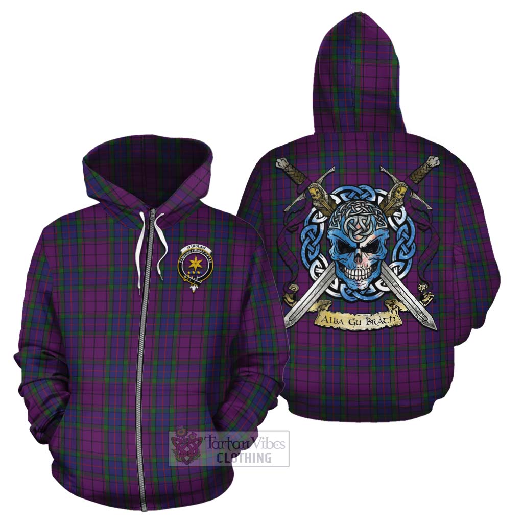 Tartan Vibes Clothing Wardlaw Tartan Cotton Hoodie with Family Crest Celtic Skull Style