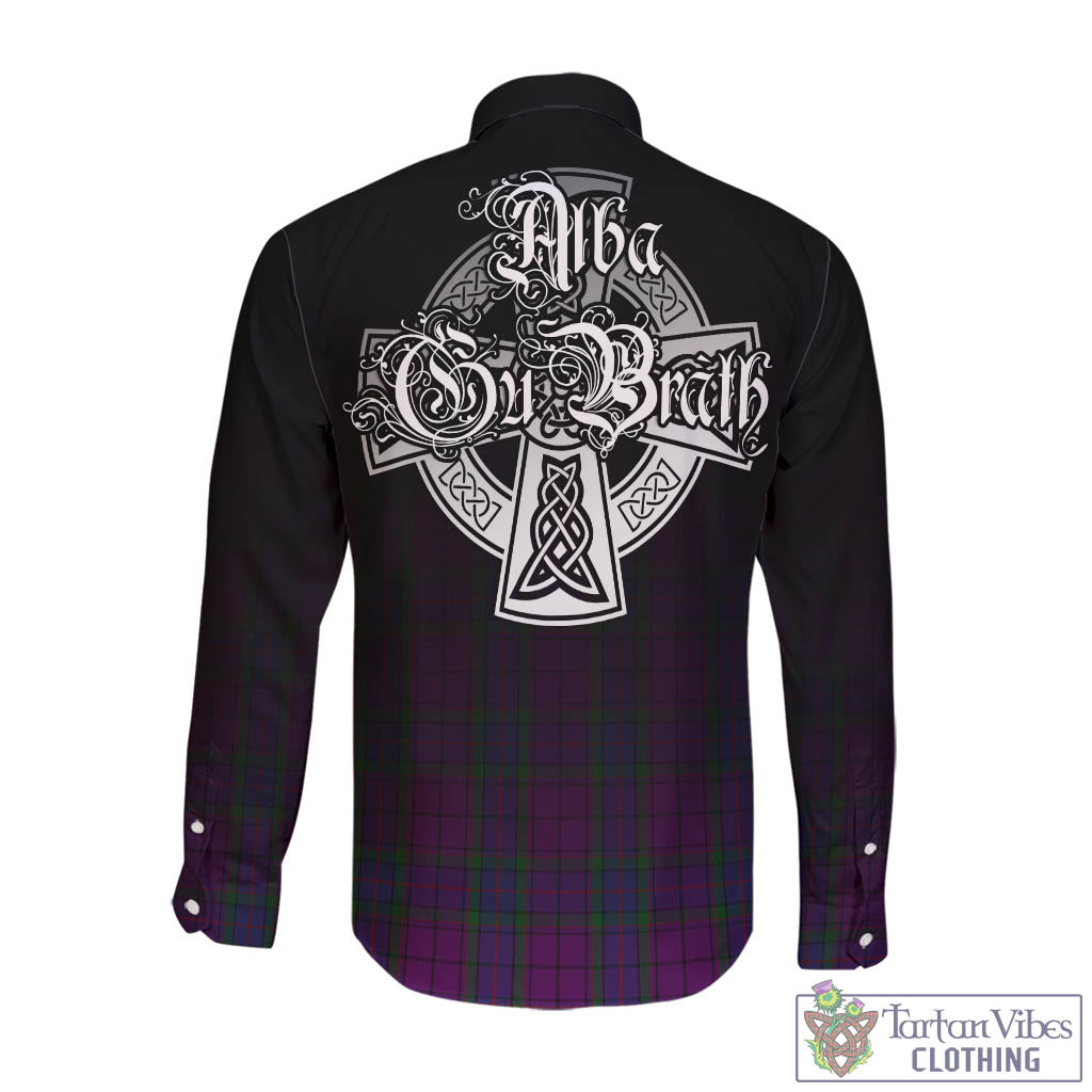Tartan Vibes Clothing Wardlaw Tartan Long Sleeve Button Up Featuring Alba Gu Brath Family Crest Celtic Inspired