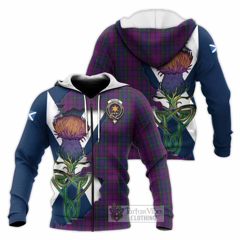 Wardlaw Tartan Family Crest Knitted Hoodie Scottish Thistle Celtic Inspired Unisex Knitted Zip Hoodie - Tartan Vibes Clothing